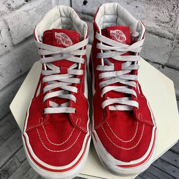 Vans Off The Wall Skateboard Shoe Red Canvas High Top Casual Sneaker - Picture 2 of 8